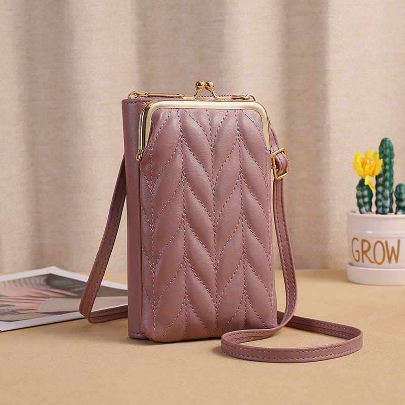 Leder-Handytasche für Damen, große Kapazität, Umhängetasche, Münzgeldbörse