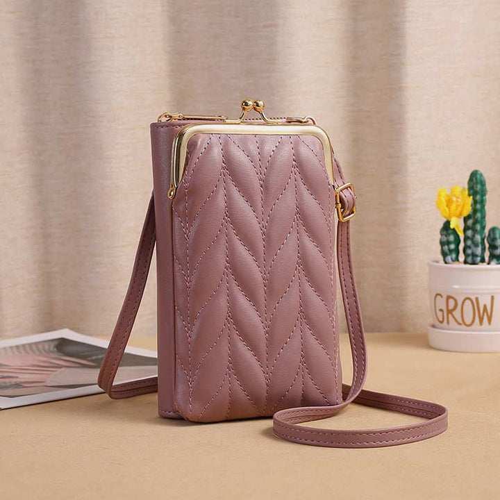 Leder-Handytasche für Damen, große Kapazität, Umhängetasche, Münzgeldbörse