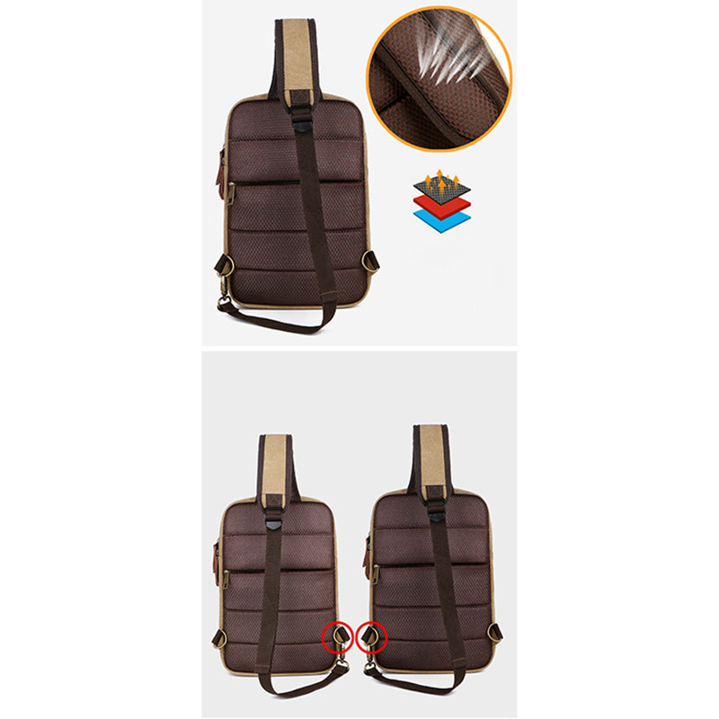 Herren Canvas Sling Bag Multi-Pocket Kratzfeste Umhängetasche