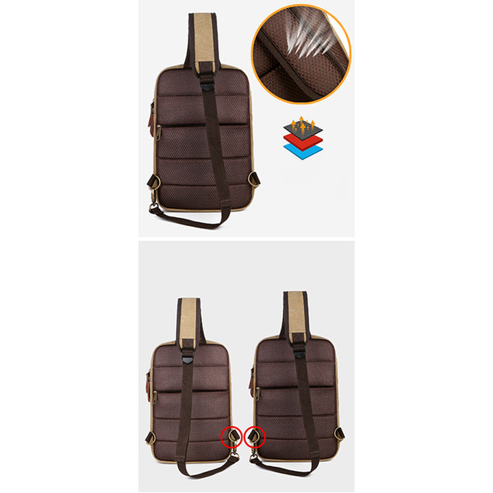 Herren Canvas Sling Bag Multi-Pocket Kratzfeste Umhängetasche