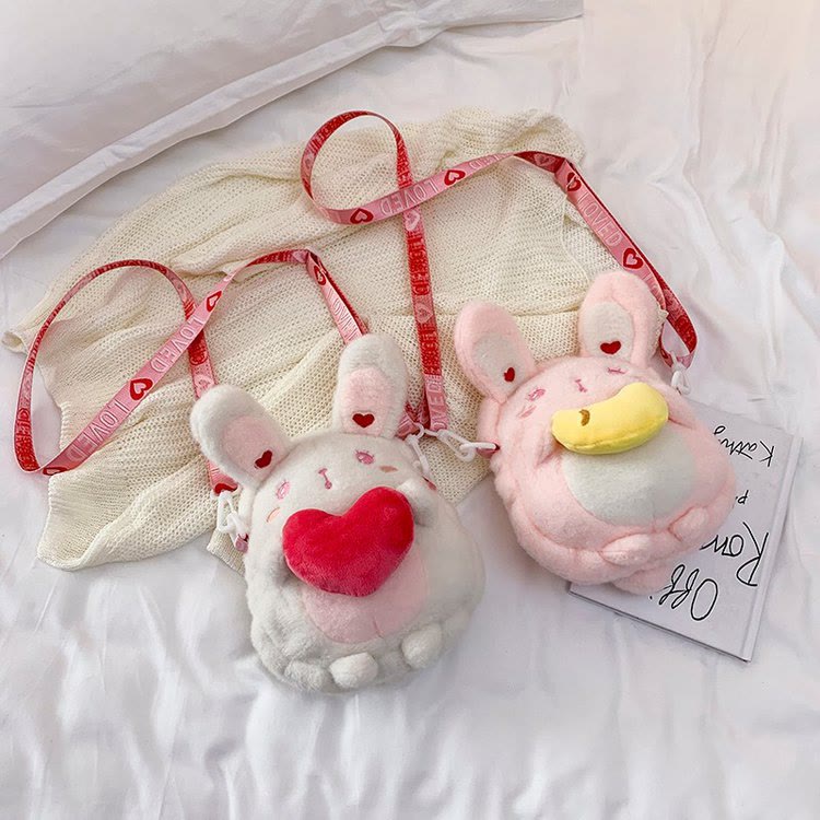 Niedlicher Cartoon-kleiner Rucksack Lolita-Kaninchen-Plüschtasche für Mädchen
