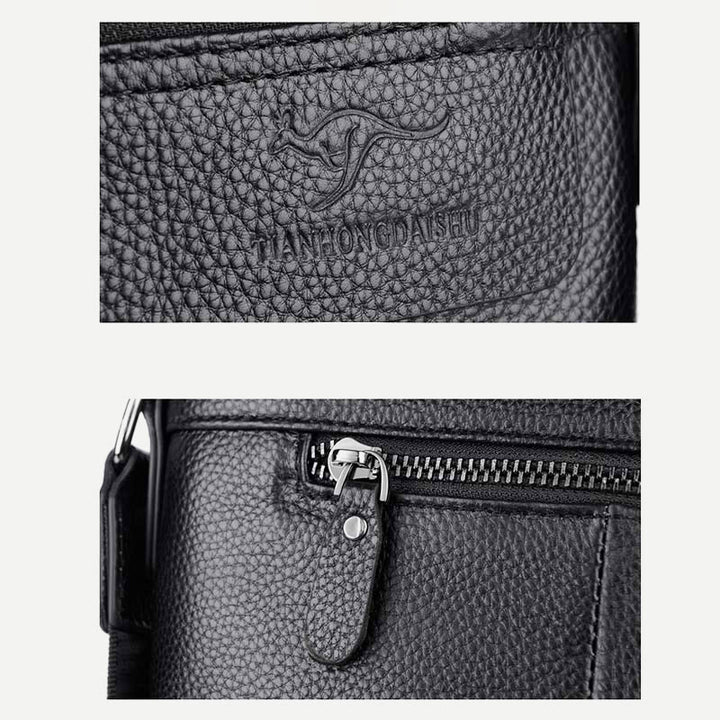 Messenger Bag für Männer Lychee Muster Echtleder Business Rucksack