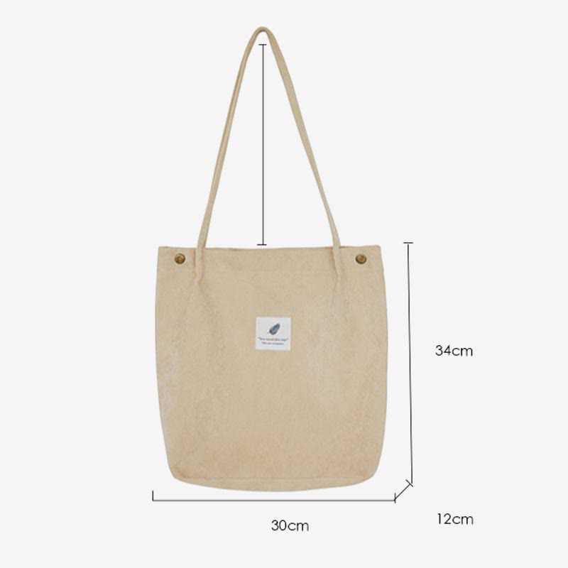 Tragetasche für Damen, großes Fassungsvermögen, Cord-Schultertasche