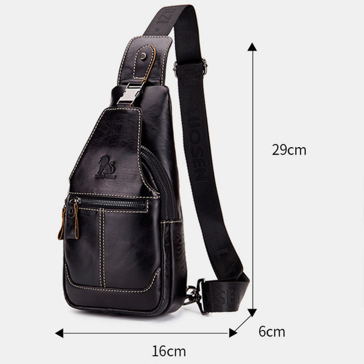 Schultertasche im Vintage-Stil mit mehreren Taschen und Kopfhöreranschluss