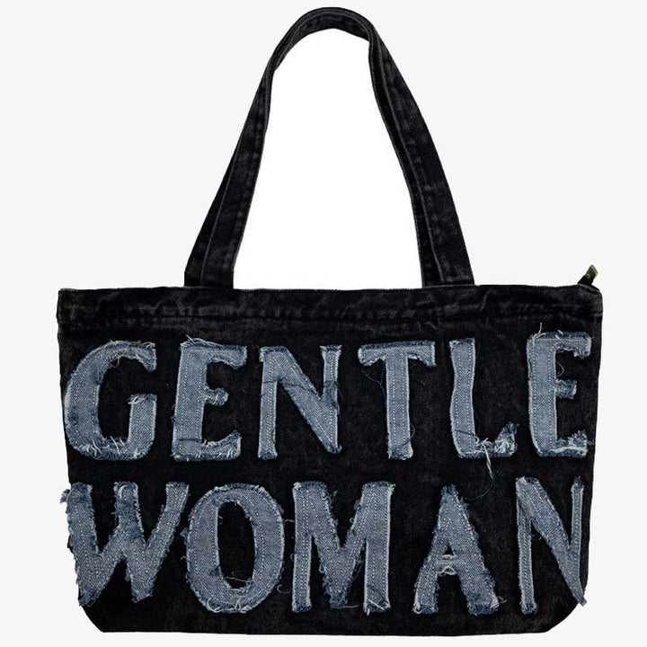 Gentle Women Tote Stickerei Brief große Laptop Schultertasche