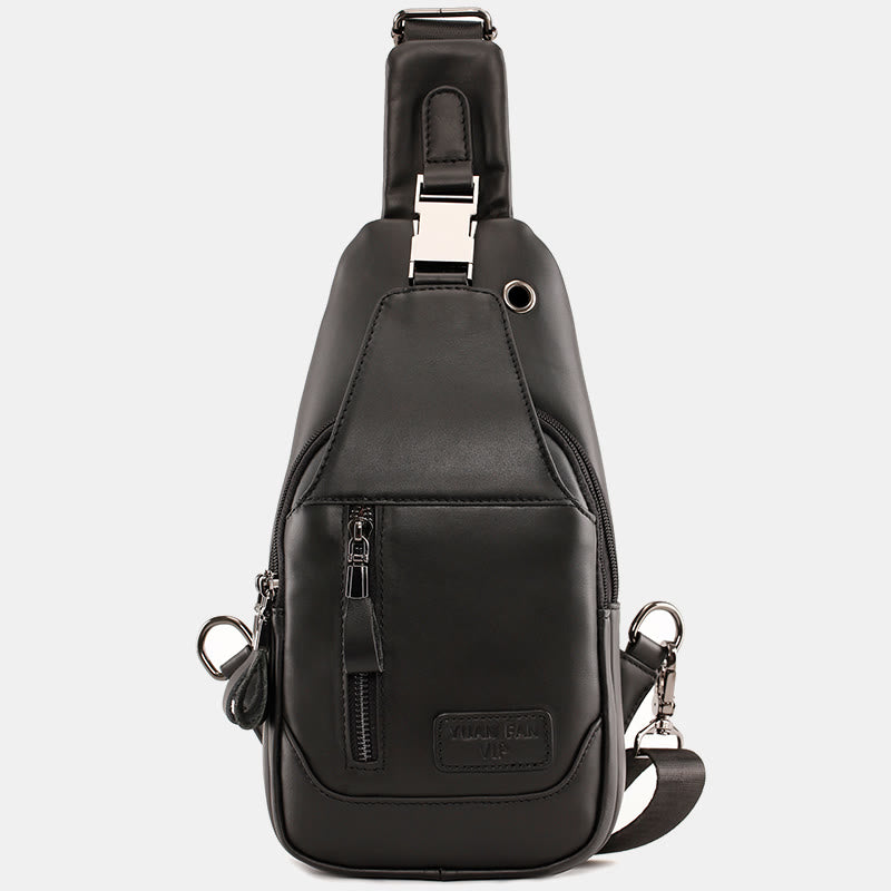 Multifunktions-Schultertasche aus echtem Leder im Vintage-Stil