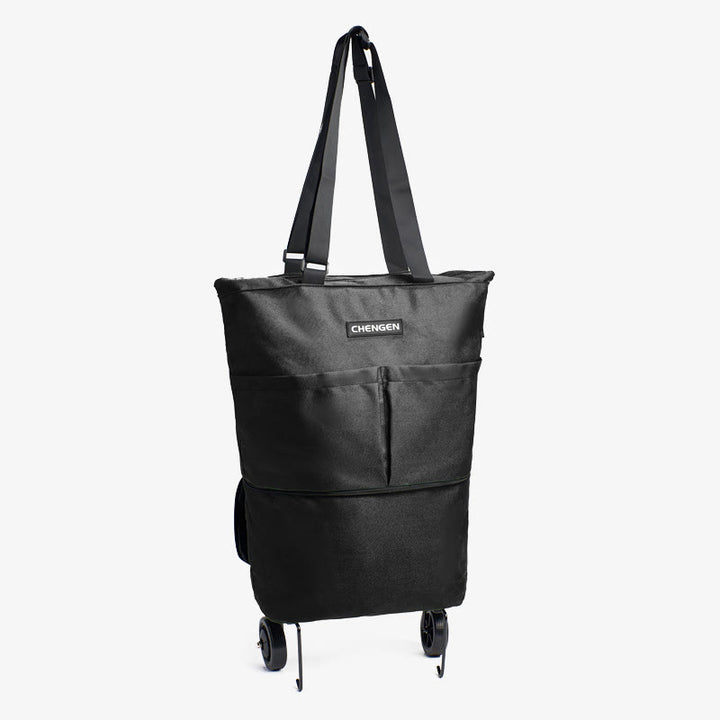 Supermarkt Rolling Tote Abnehmbare Faltbare Räder Schulter Handtasche Für Frauen
