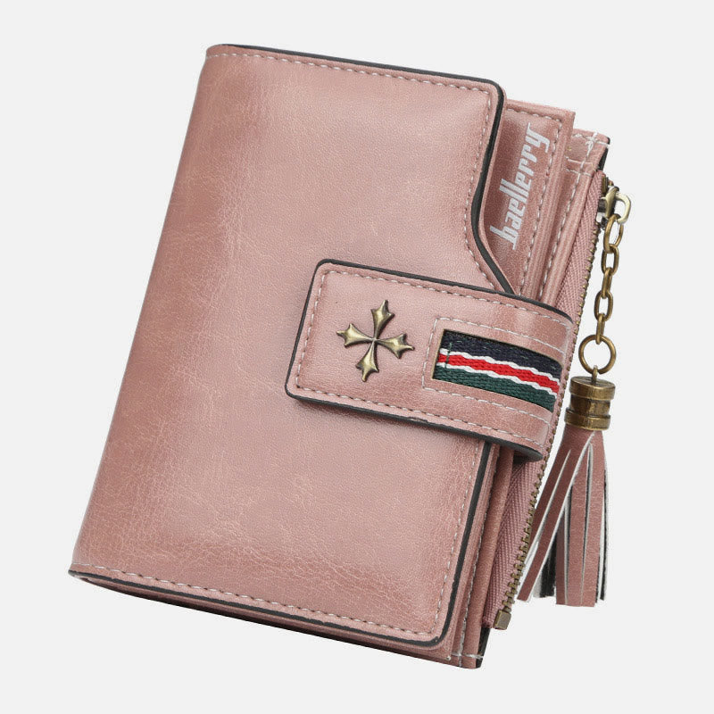 Kurze Bifold Brieftasche Retro Multi Slot Frauen Leder Geldbörse