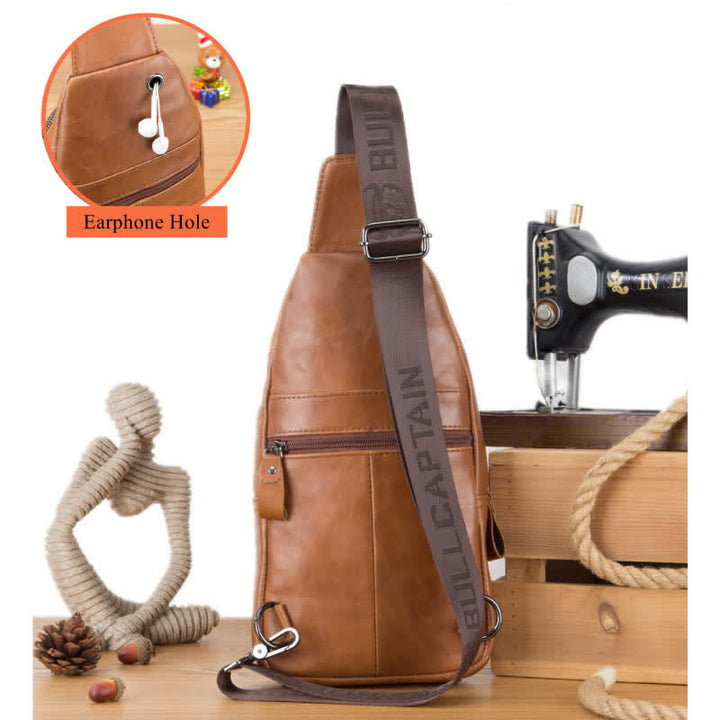 Schultertasche für Herren, weiche Interlock-Brusttasche aus Rindsleder