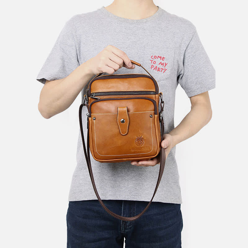 Kleine Umhängetasche aus Leder für Herren, Retro-Arbeits- und Business-Schulterhandtasche