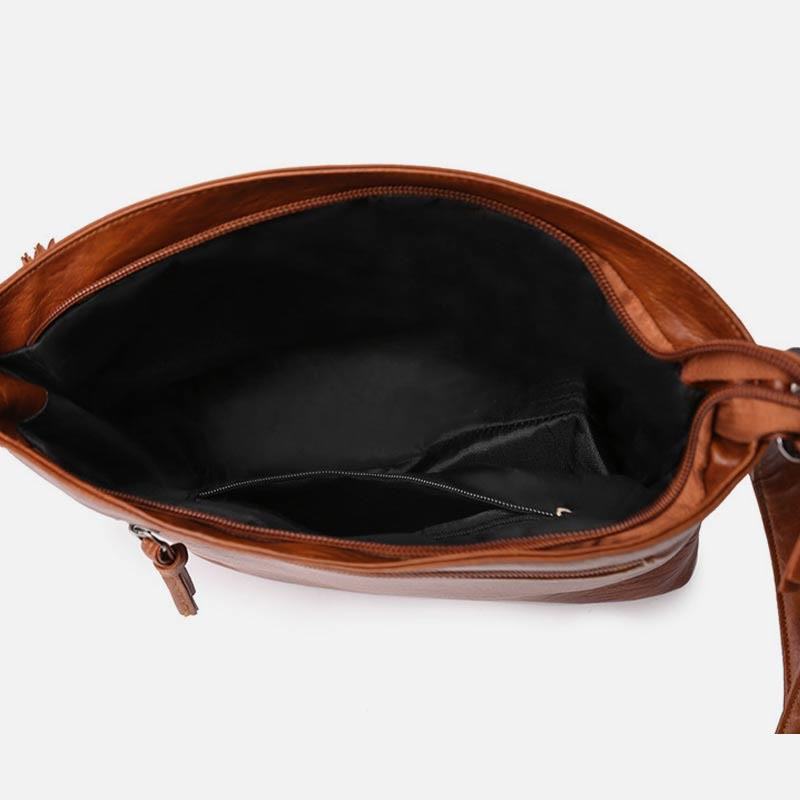 Minimalistische Kunstleder Geldbörse Dreilagig Vintage Damen Umhängetasche