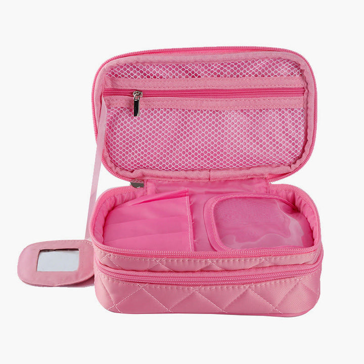 Wasserdichte Make-up-Tasche mit zwei Fächern, tragbare Aufbewahrungstasche aus Nylon