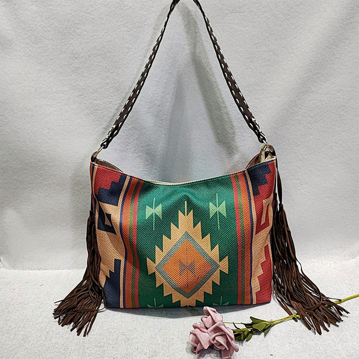 Damen-Einkaufstasche, modisch, böhmische Quaste, Umhängetasche, Vintage-Boho-Handtaschen