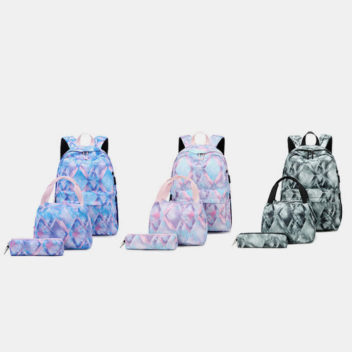 Schulrucksack Daypack Süßes 3-teiliges Schulranzen-Set mit USB-Ladeanschluss