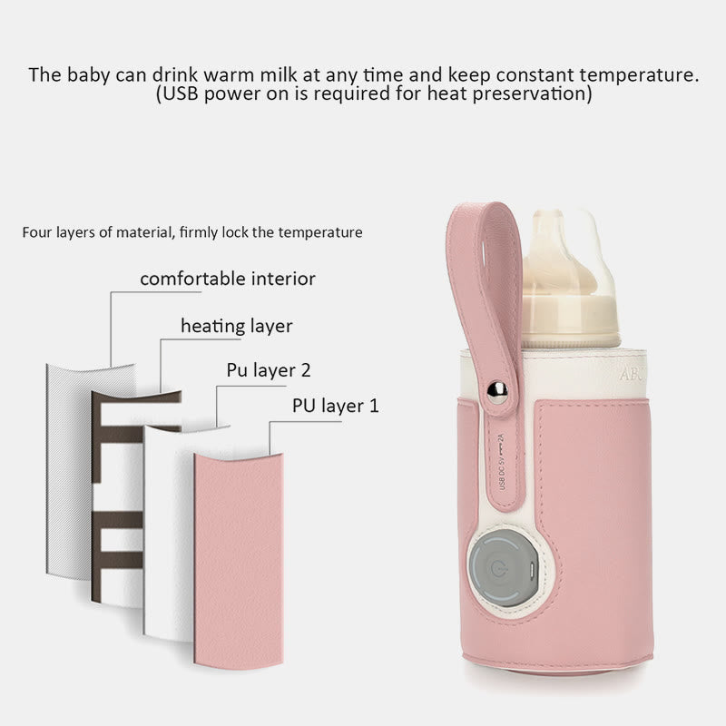 Wasserflasche Tragetasche für Baby tragbares Leder verstellbares Heizbecher-Set