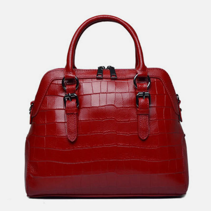 Elegante Handtasche Umhängetasche aus Leder mit Krokodilmuster in reiner Farbe