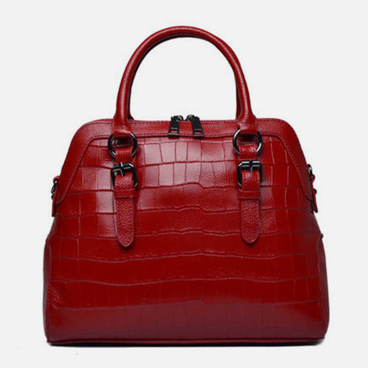Elegante Handtasche Umhängetasche aus Leder mit Krokodilmuster in reiner Farbe