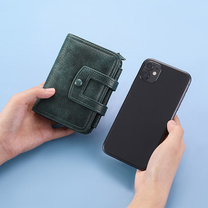 Geldbörse Damen Retro Schlank Leder RFID Einkaufstasche