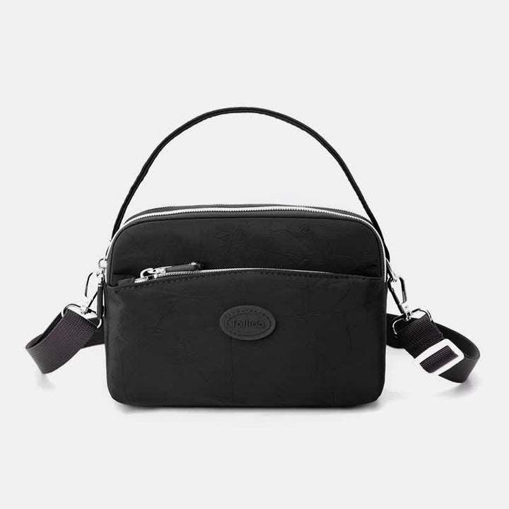 Umhängetasche für Damen, Schultertasche mit Dreifach-Reißverschluss, lässige Nylon-Geldbörse