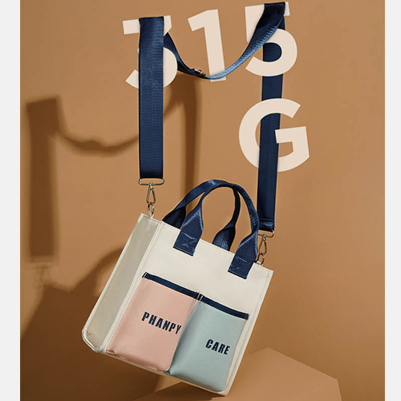 Funktionelle Handtasche, Tote Mommy Bag, Schultertasche mit mehreren Taschen und Umhängegurt
