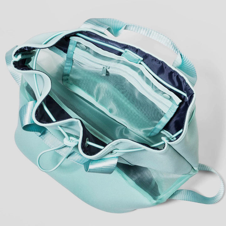 Leichter, modischer Netz-Rucksack für den Strand, Fitnessstudio, Neopren, Handtasche mit Kordelzug