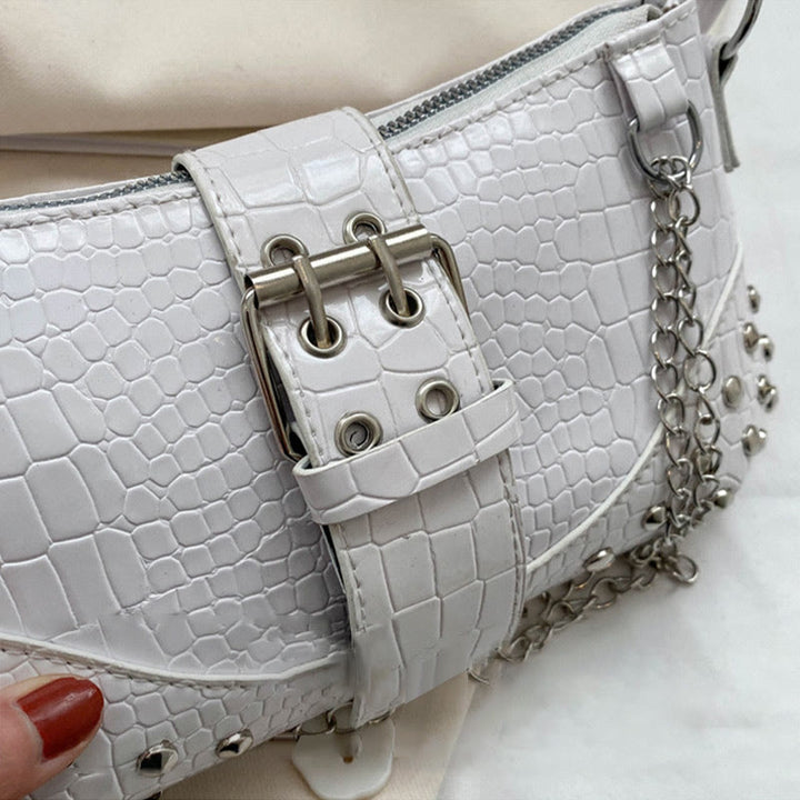 Umhängetasche für Damen, Krokodilmuster, Retro-Punk-Partytasche