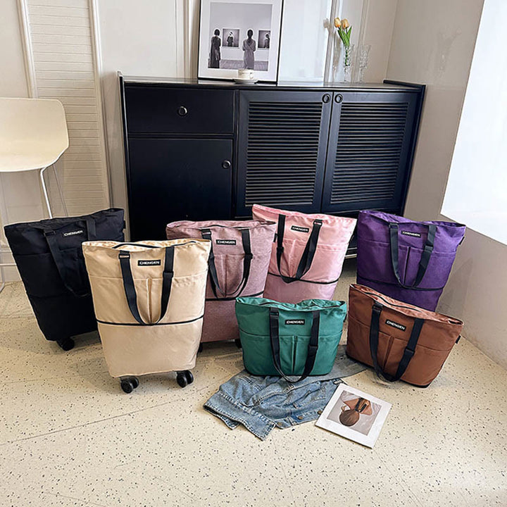 Supermarkt Rolling Tote Abnehmbare Faltbare Räder Schulter Handtasche Für Frauen