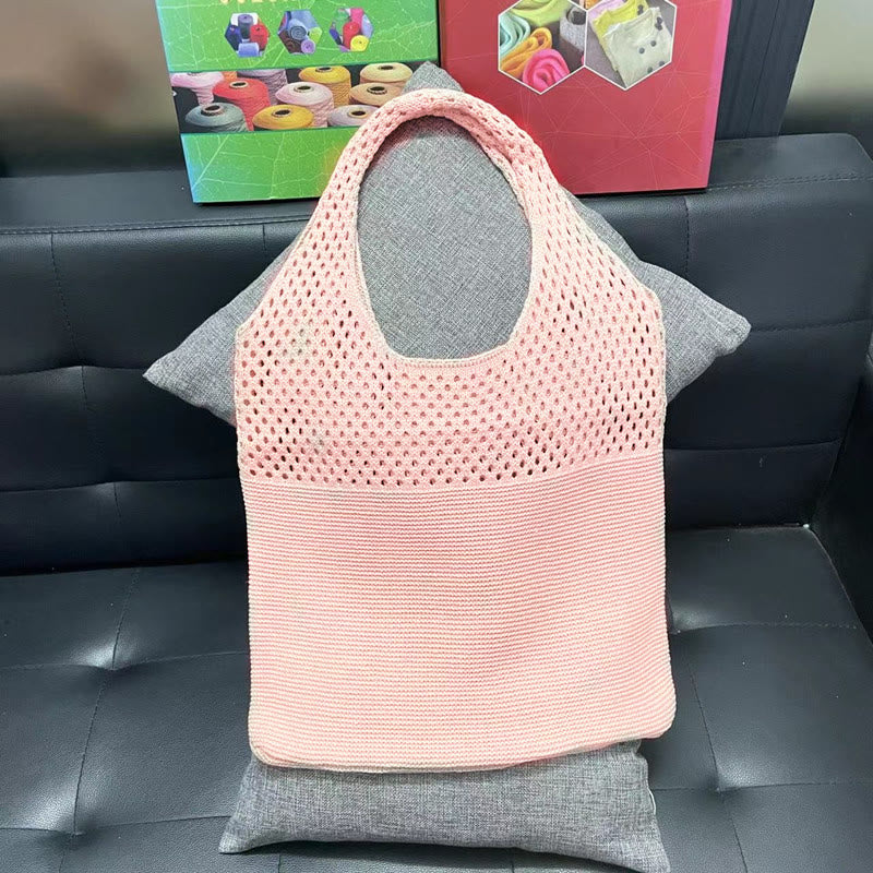 Einkaufstasche für Frauen im ethnischen Stil aus Wolle gestrickte Schultertasche