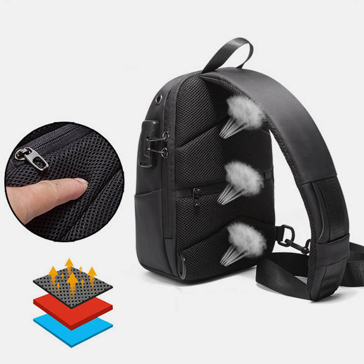 Diebstahlsichere, reflektierende Schultertasche für Herren, Ein-Schulter-Rucksack mit USB-Ladeanschluss