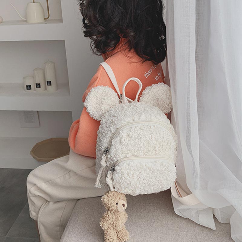 Multi-Trage-Rucksack für Babys/Kleinkinder mit Kaninchenohren aus Plüsch, Mini-Rucksack für Jungen und Mädchen
