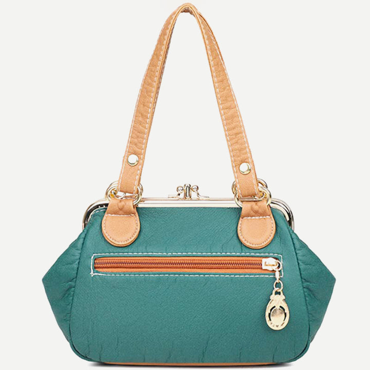 Retro Doppellagige Kiss-Lock Schulterhandtasche Party Abendtasche mit Umhängekette