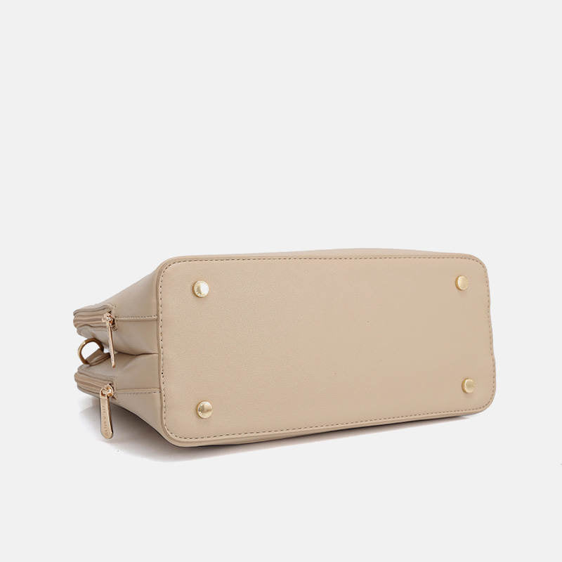 Solide Multi-Carry-Handtasche mit Muschel-Print