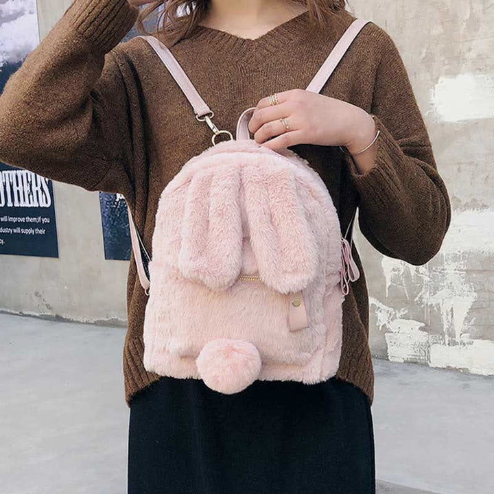 Süßer Plüsch-Rucksack, Tagesrucksack für Frauen und Mädchen mit Hasenohren