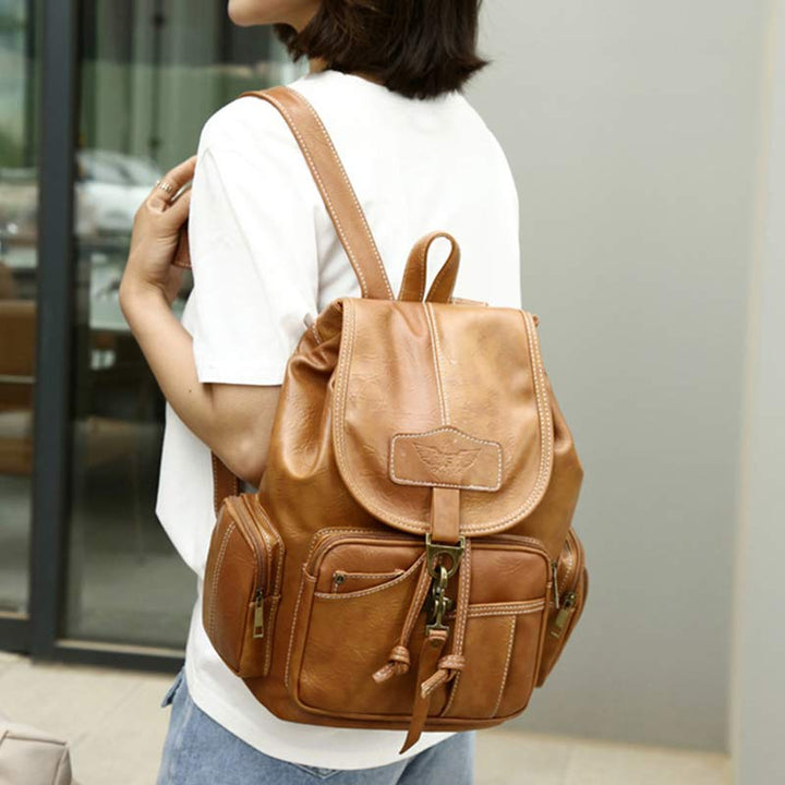 Veganer Lederrucksack für Damen, Vintage, Damen und Mädchen, lässiger Tagesrucksack
