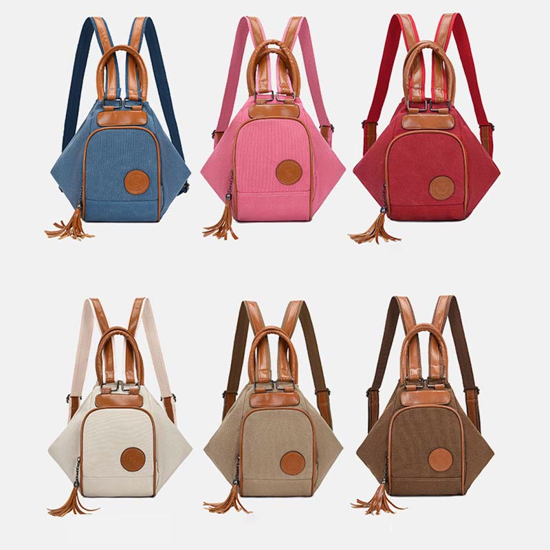 Multifunktionaler Damen-Rucksack mit Quastendekor, tragendem Canvas, Reise-Tagesrucksack