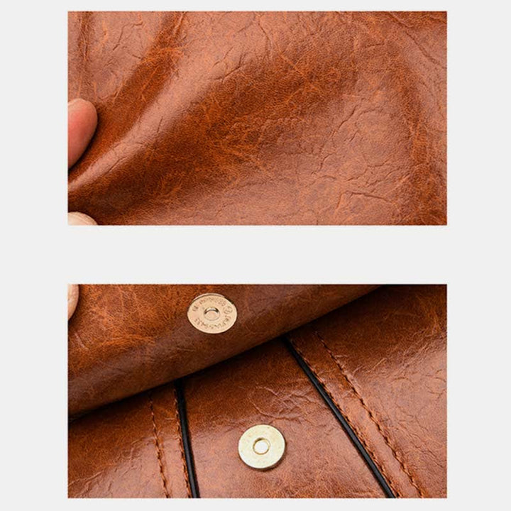 Kleine Umhängetasche aus Leder mit dreifachem Reißverschluss, Schultertasche für Damen
