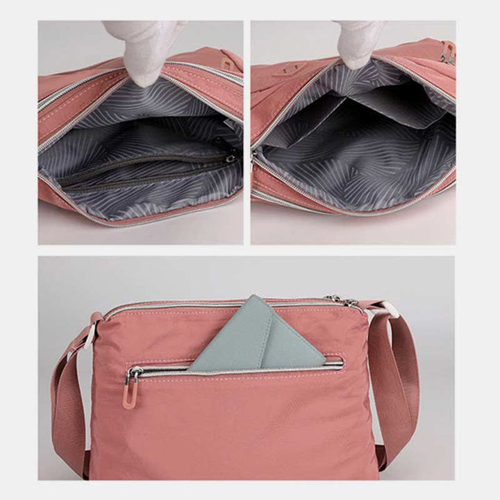 Umhängetasche mit Doppelreißverschlussfach für Damen, leichte Schultertasche mit mehreren Taschen