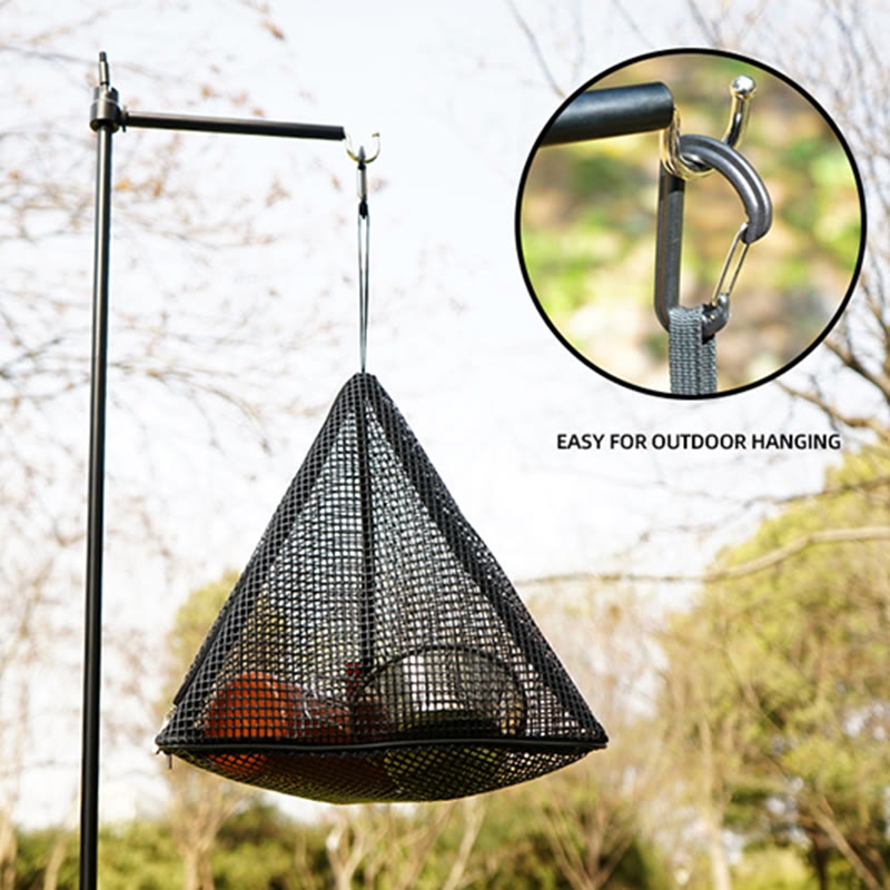 Aufbewahrungstasche für Outdoor-Camping, dreieckig, faltbar, Netz-Aufbewahrungskorb