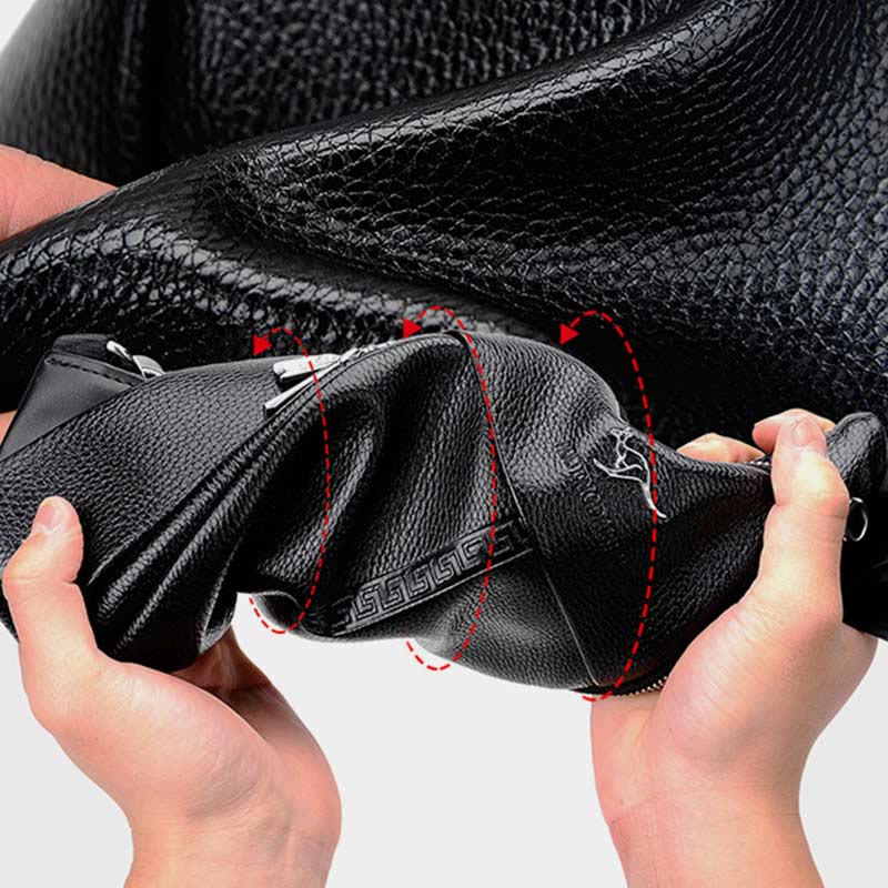 Sling Bag für Herren, schwarzes Leder, lässige Einkaufs-Umhängetasche
