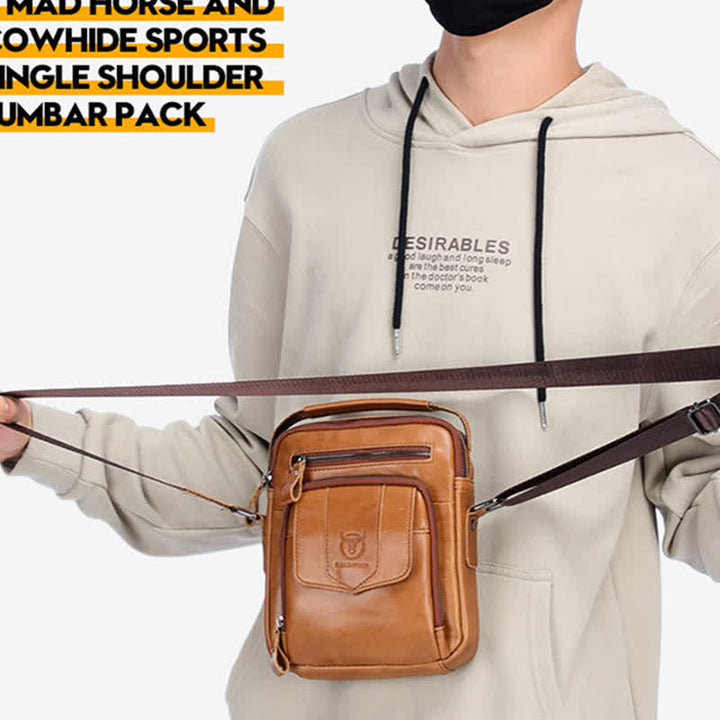 Lässige Umhängetasche aus Leder für Herren im Vintage-Stil