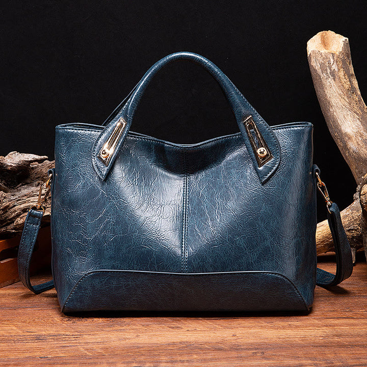 Vintage Tote für Damen Wachs Echtleder Umhängetasche