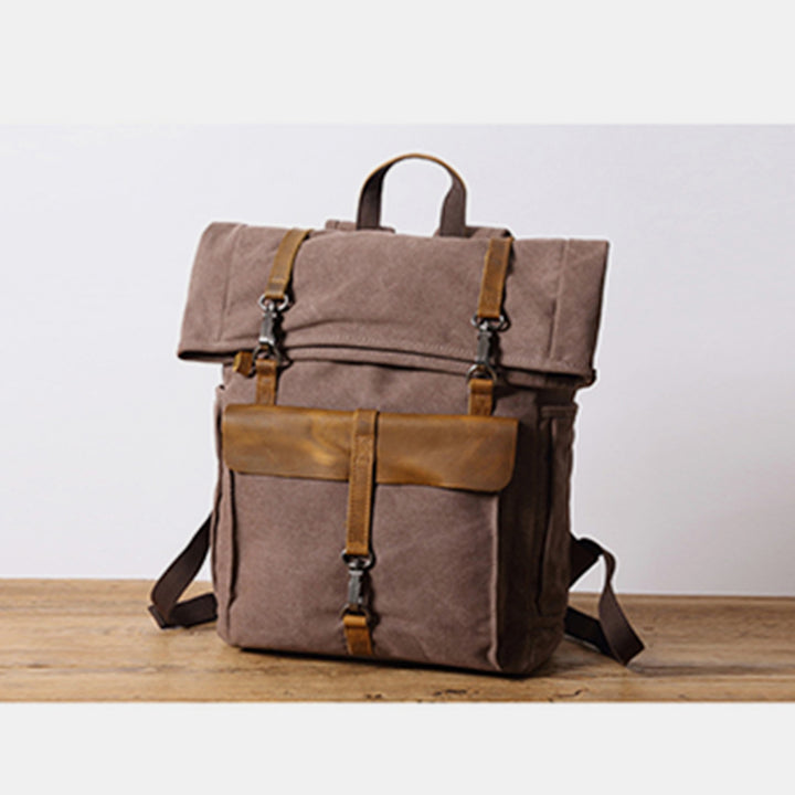 Unisex Canvas Leder Wandern Reise Rucksack Rucksack Schultasche Daypack