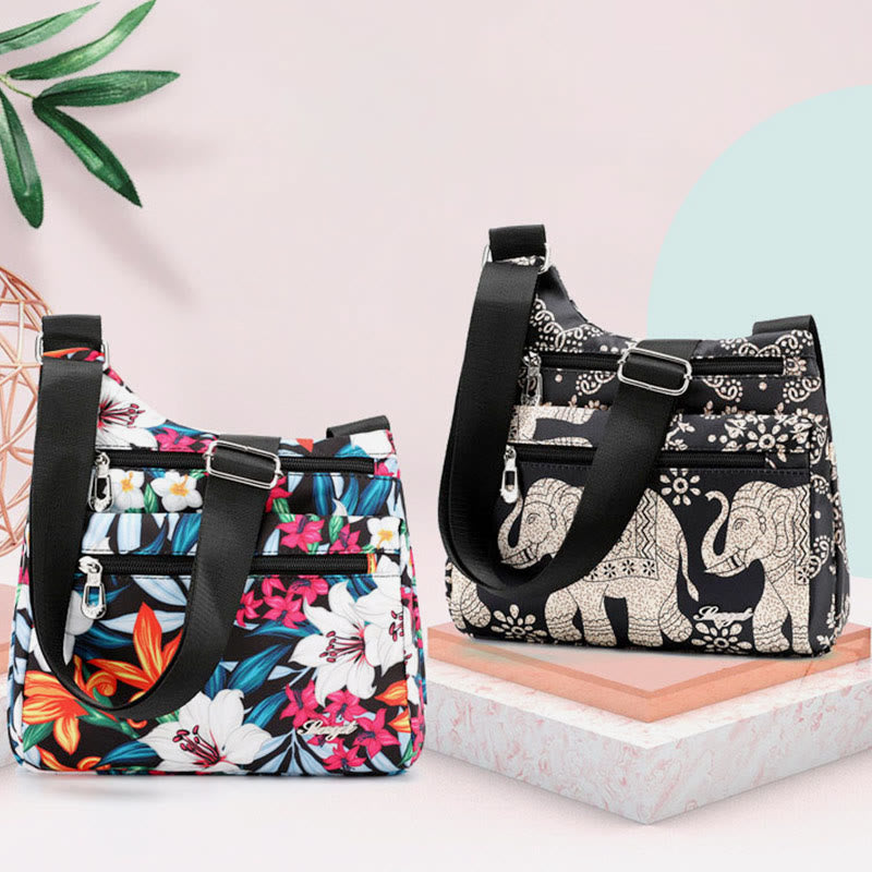 Umhängetasche für Damen aus Nylon mit Folk-Custom-Ethno-Druck