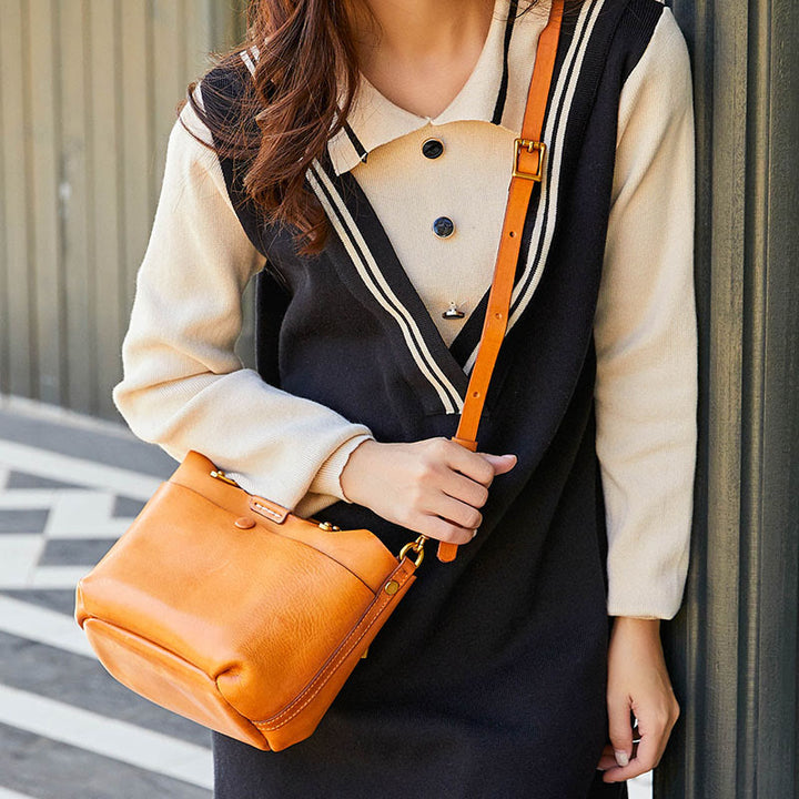 Tragetasche für Damen, elegante, Freizeit-Umhängetasche aus weichem Leder