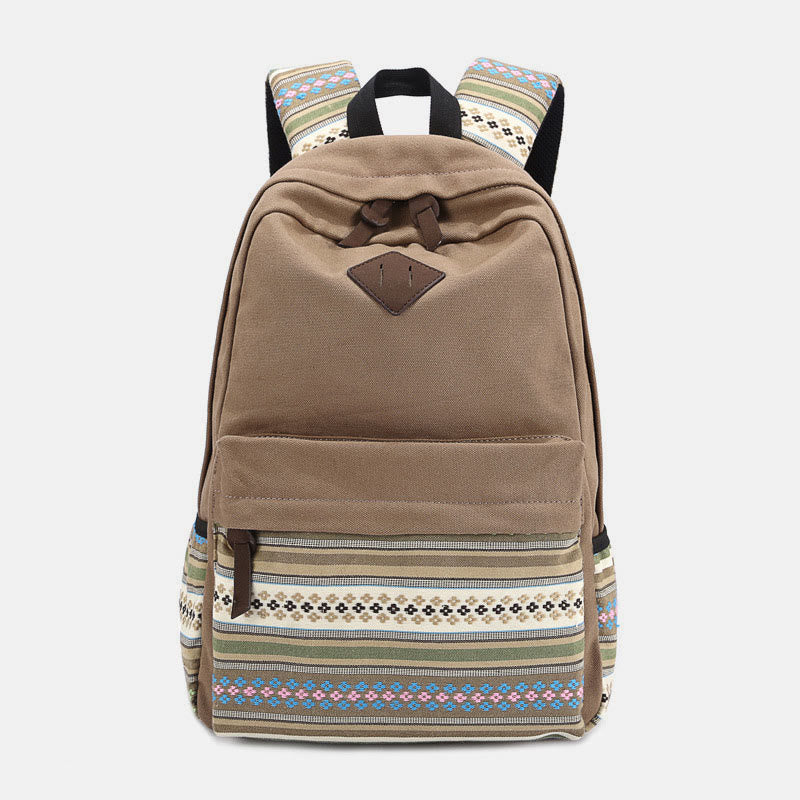Rucksack für Frauen Bunter Streifen Benutzerdefinierter Canvas Student Sport Daypack