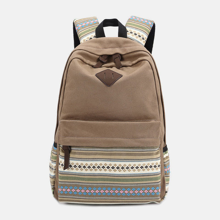Rucksack für Frauen Bunter Streifen Benutzerdefinierter Canvas Student Sport Daypack