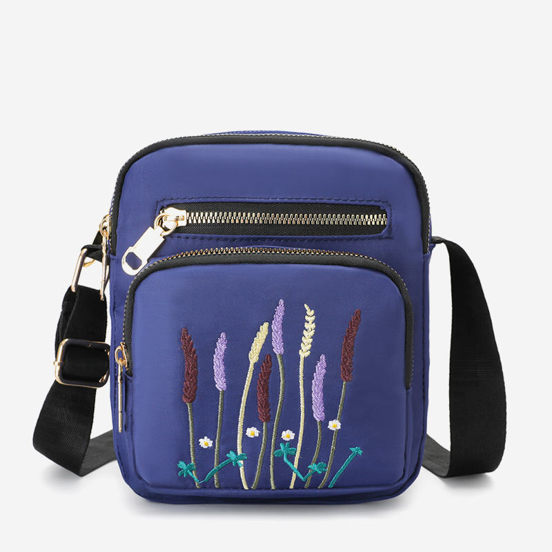 Leichte, wasser- und reißfeste Umhängetasche für Damen mit mehreren Taschen und Stickereien