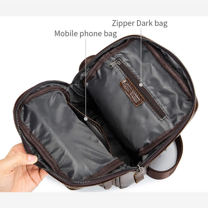Kleiner Sling-Crossbody-Rucksack aus echtem Leder für Herren