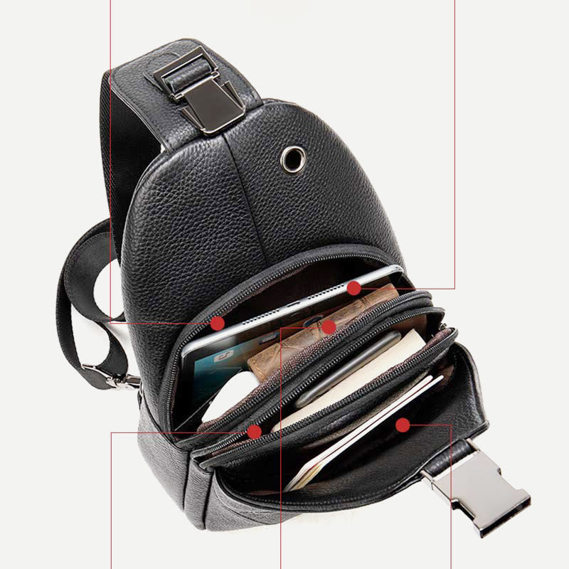 Schultertasche für Herren aus echtem Leder, lässiger Einkaufs-Tagesrucksack