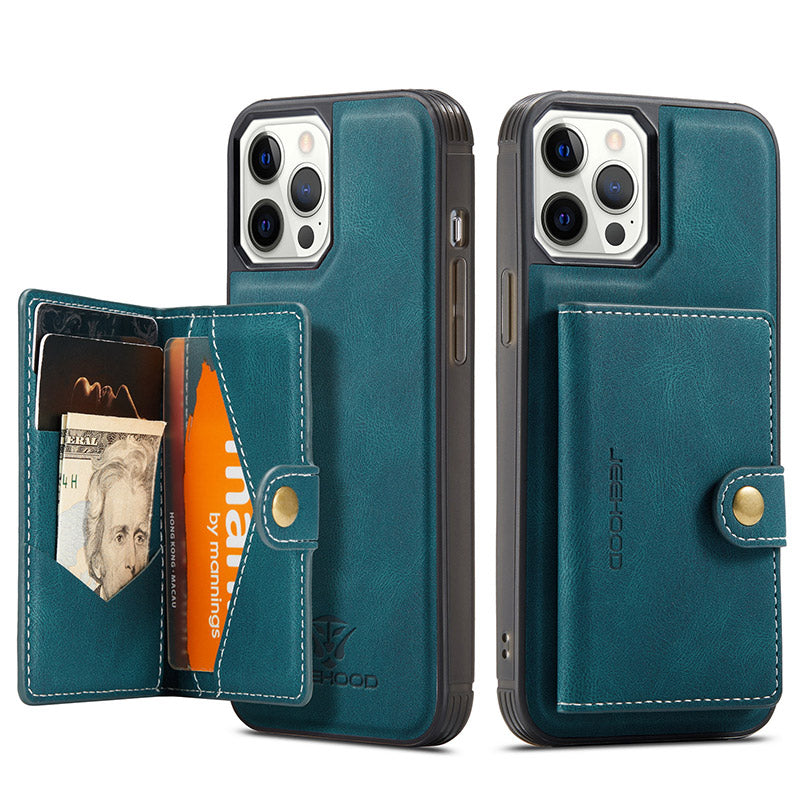 Leder-Brieftaschenhülle, abnehmbarer Kartenhalter, Ständer für iPhone 13 Pro Max, mehrere Modelle optional